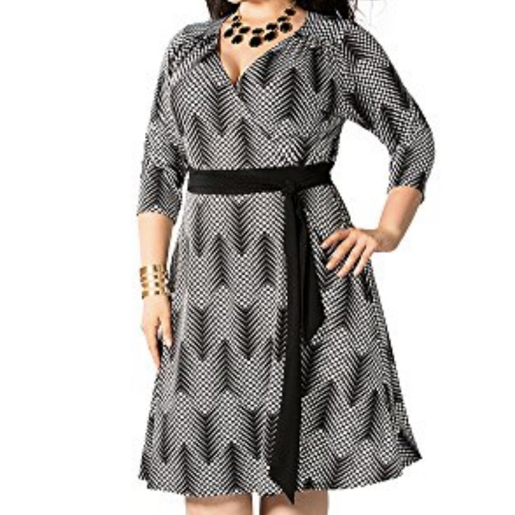 Igigi Dominique Black White Dot Retro Dress Plus